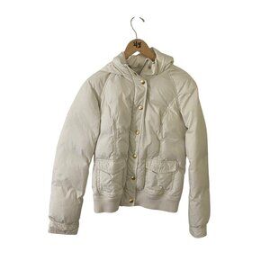 Juicy Couture Women's White Down Feather Puffer Jacket In Gold Tone Accents - Me